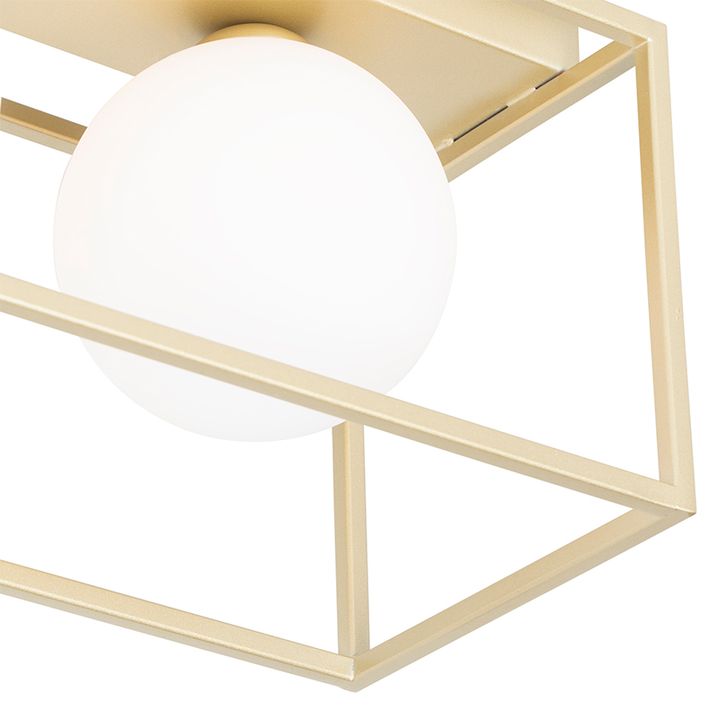 Design taklampe gull med hvitt glass 2-lys - Aniek