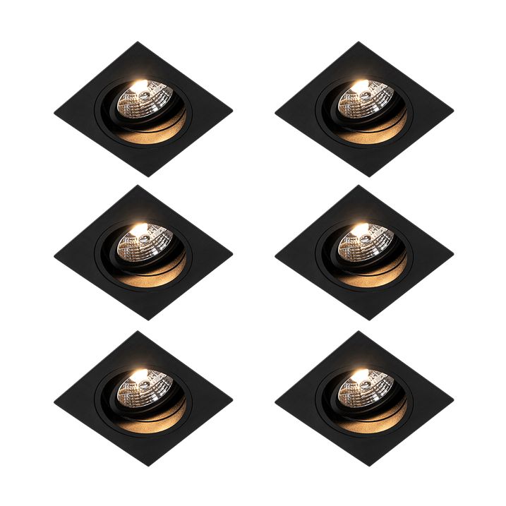 Set van 6 Moderne inbouwspot zwart verstelbaar - Chuck 70