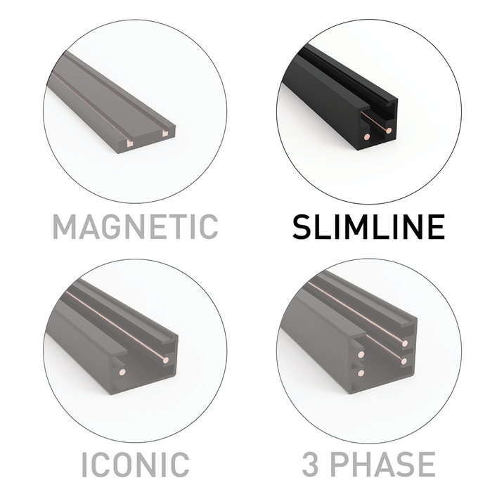 Nowoczesny reflektor w kolorze metalu z przezroczystym szkłem do systemu szynowego 1-fazowego - Slimline Loyce