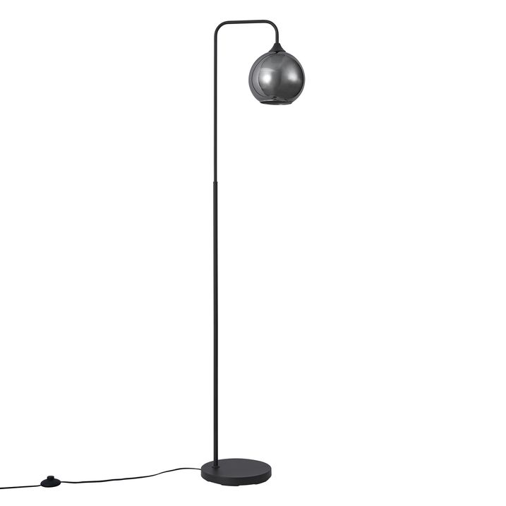 Art Deco podna lampa crna sa dimnim staklom - Sandra