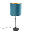 Stolná-lampa-čierna-s-modrým-zamatovým-tienidlom-so-zlatom-25-cm---Parte