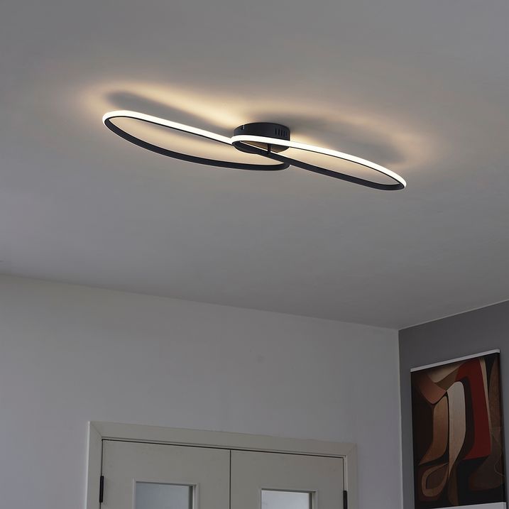 Designerska lampa sufitowa czarna 100 cm z LED z 3-stopniową regulacją ściemniania 2-źródła światła - Pepe