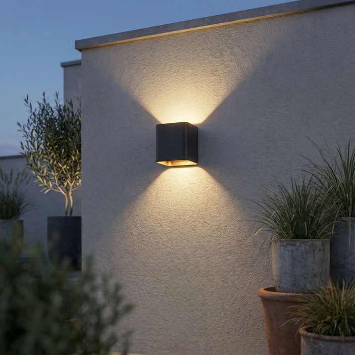 Applique murale moderne noire avec LED IP54 carrée - Evi