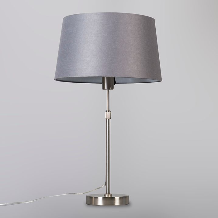 Stolní lampa ocelová s šedým stínítkem 35 cm nastavitelná - Parte