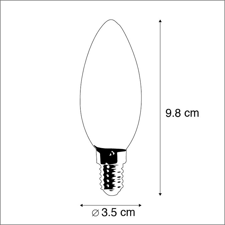 Set van 3 LED filament kaarslampen E14 2W 180 lumen 2350K