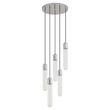 Suspension-design-chromée-avec-verre-nervuré-5-lumières---Walcott