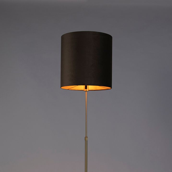 Lampadaire or/laiton avec abat-jour en velours taupe 40/40 cm - Parte