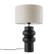 Designerska-lampa-stołowa-czarna-z-abażurem-z-tkaniny-w-kolorze-jasnoszarym-35-cm---Alisia