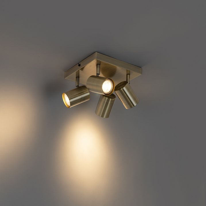 Plafoniera moderna bronzo 4 luci orientabili rettangolare - Jeana