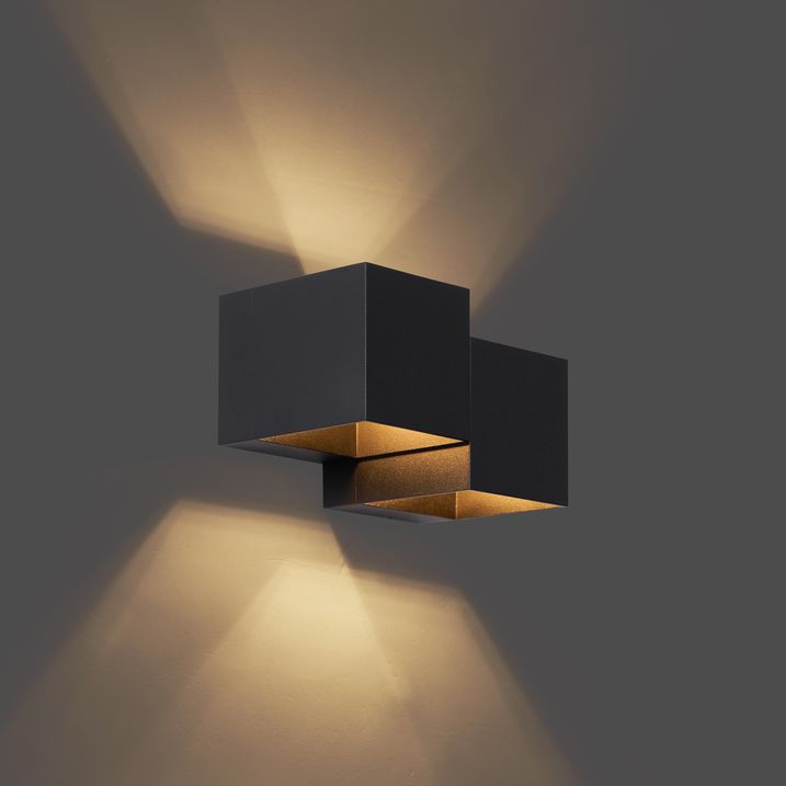 Moderne wandlamp zwart 2-lichts - Transfer Double