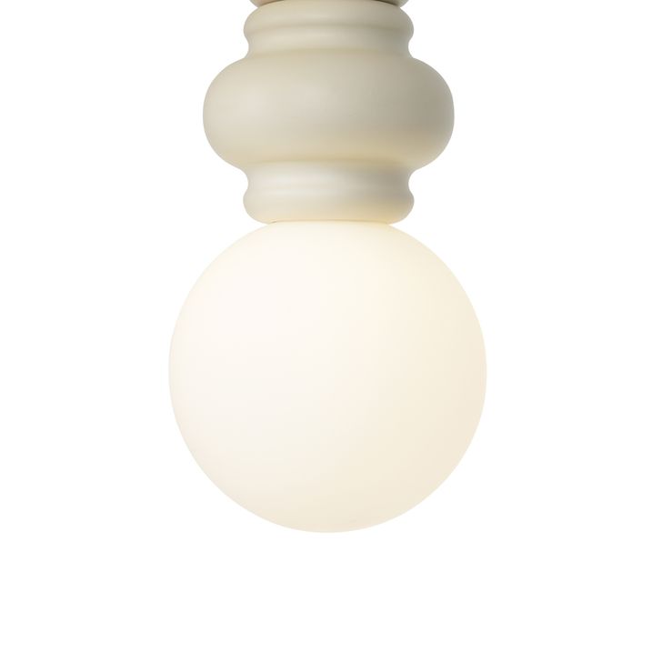Lampă pandantiv retro bej cu sticlă mată - Fedde