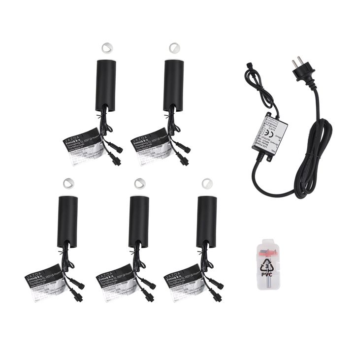 Ensemble de 5 spots encastrables modernes blancs avec LED IP67 - Linsey