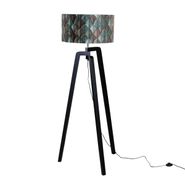 Floor-Lamp-Black-with-Velvet-Lampshade-Leaf-Design-50cm---Puros