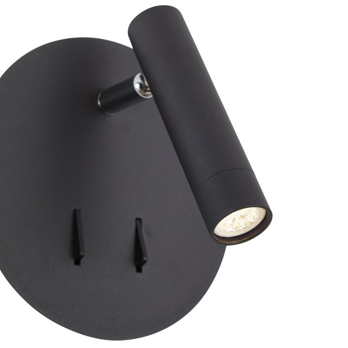 Модерна црна ѕидна светилка со LED диоди и USB-C - Croft