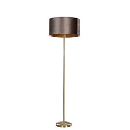 Lámpara de pie de latón con pantalla de terciopelo marrón 50 cm - Simplo