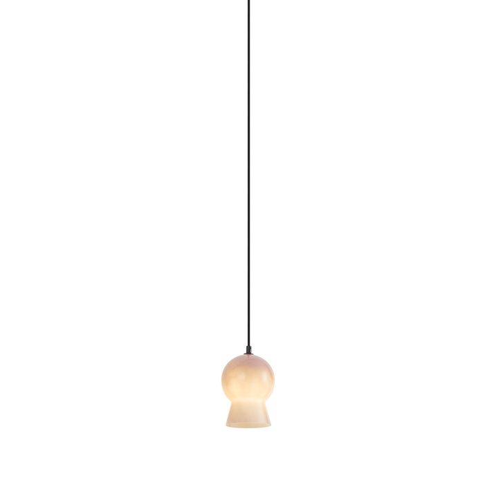 Retro hanglamp zwart met beige glas voor railsysteem 1-fase - Iconic Bell