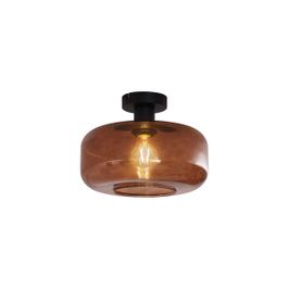 Retro-plafondlamp-zwart-met-brons-glas---Bizle