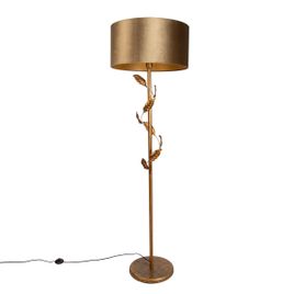 Lámpara de pie dorada con pantalla de bronce e interior dorado 50cm - Linden