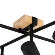 Plafonnier-noir-avec-bois-5-lumières-réglables-rectangulaires---Jeana