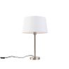 Moderna galda lampa no tērauda ar baltu abažūru 32 cm - Simplo