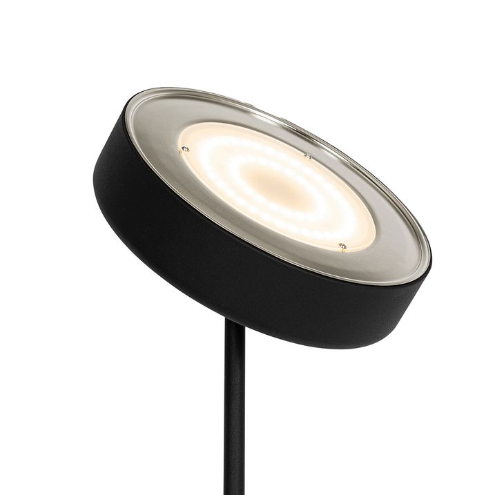 Lampadaire noir avec LED et variateur avec liseuse - Kelso