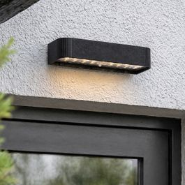 Kinkiet zewnętrzny czarny z LED, ładowany USB-C, ściemnialny i solarny IP65 - Kalo