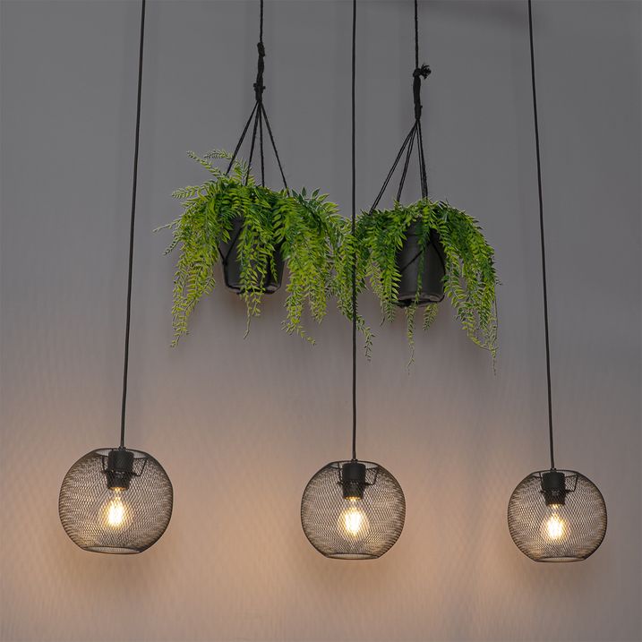 Industriële hanglamp zwart 3-lichts - Flor