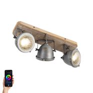 Spotlight-inteligent-din-oțel-cu-lemn-inclinabil,-inclusiv-3-GU10-WiFi---Emado