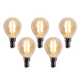 Set de 5 becuri LED E14 G45 Aurii 2W 180 lm 2100K
