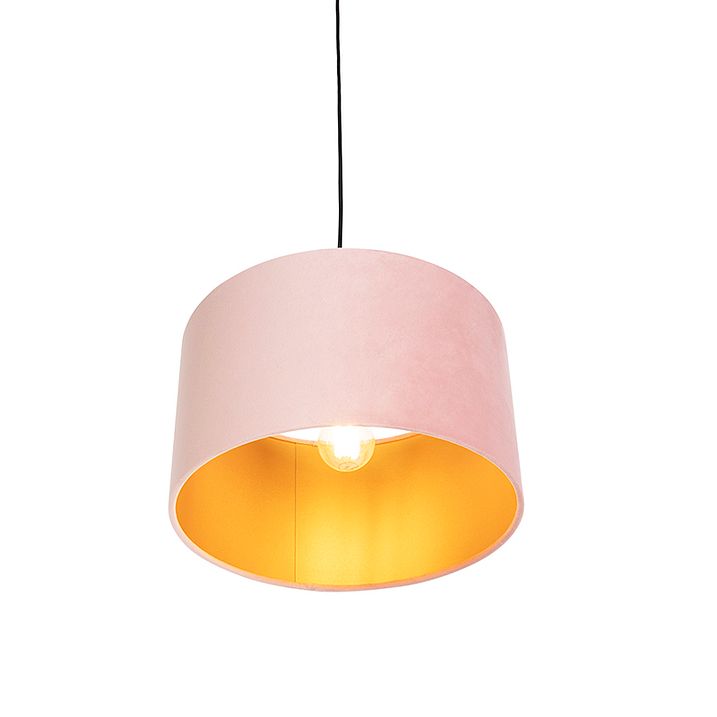 Ripatslamp roosa sametkattega ja kullaga 35 cm - Combi