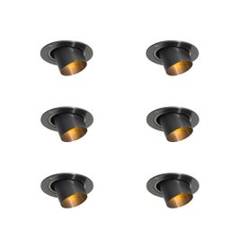 Set de 6 spoturi încastrate Gunmetal GU10 35mm Rotunde Înclinabile - Installa