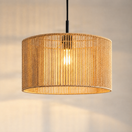 Hanglamp-zwart-met-beige-papieren-touw-kap-50/50/25---Combi-1