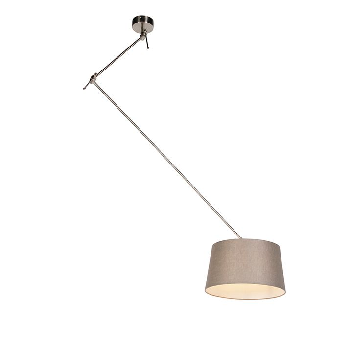 Acél függőlámpa taupe színű vászonbúrával 35 cm - Blitz