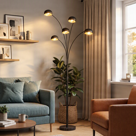 Lampa de podea de design neagră cu 5 lumini - Sixties Marmo
