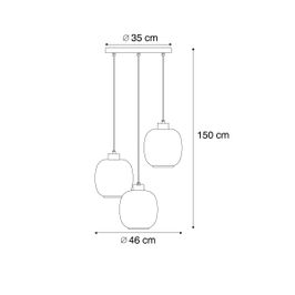 Lampa-wisząca-czarna-z-bursztynowym,-przydymionym-i-przezroczystym-szkłem-3-źródła-światła---Elena