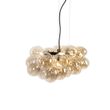 Lampada-a-sospensione-intelligente-nera-con-vetro-ambrato-incl.-8-Wifi-G9---Uvas