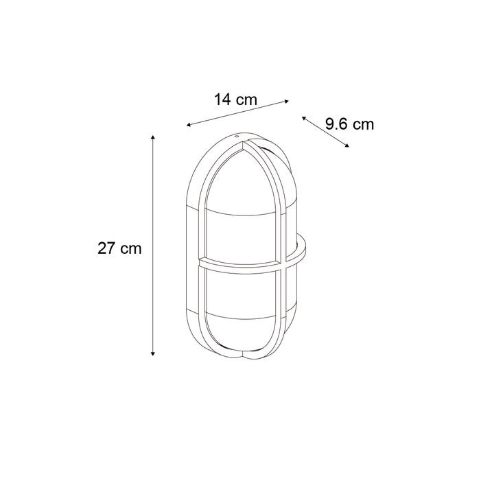 Vanjska zidna lampa crna ovalna IP65 - Target