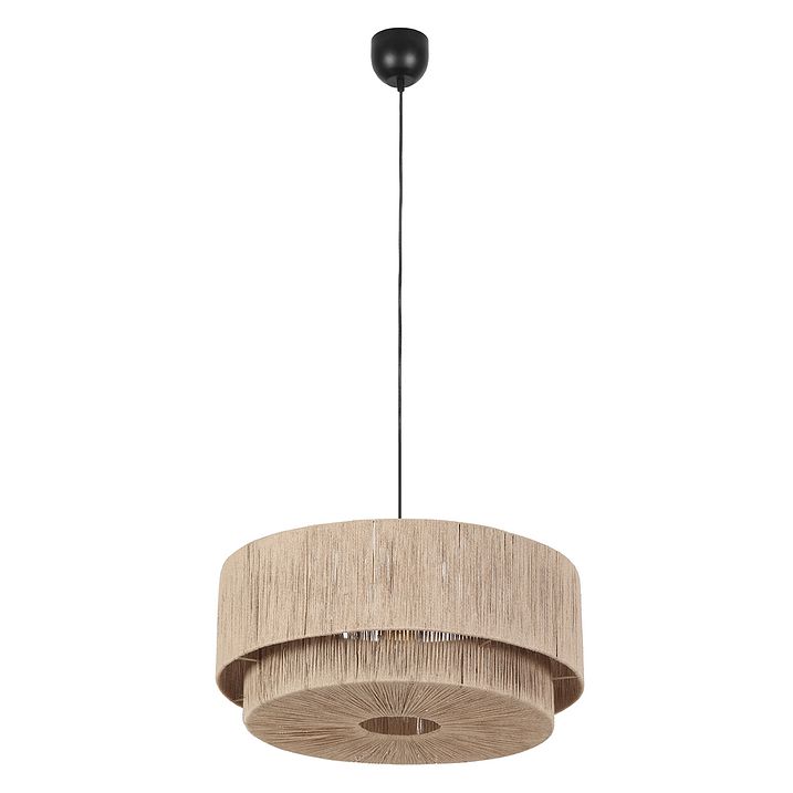 Japandi závesná lampa čierna s hnedým lanom 60cm - Smilla