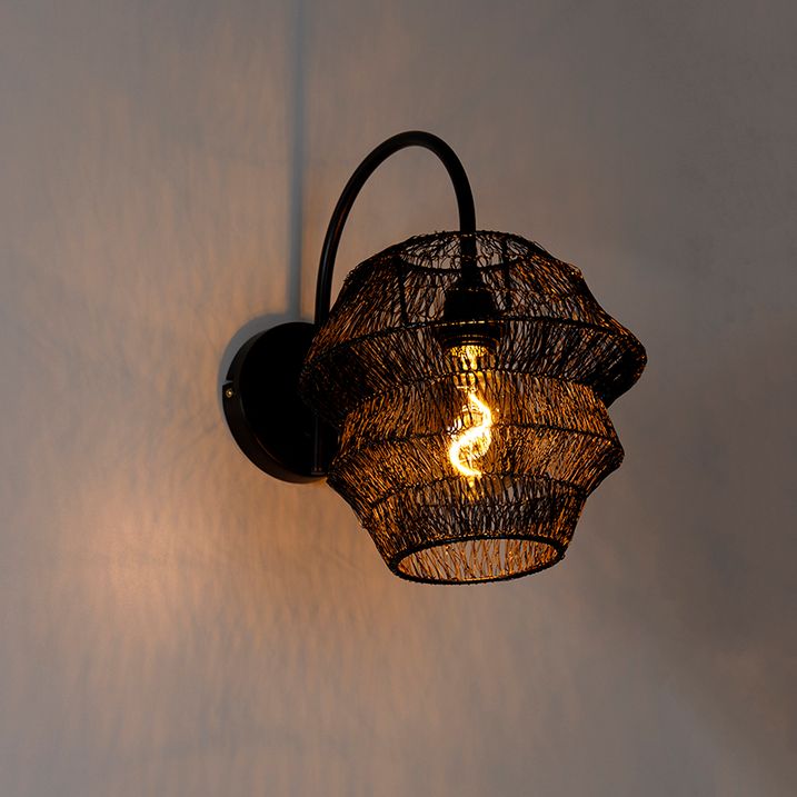 Orientálna nástenná lampa čierna - Vadi