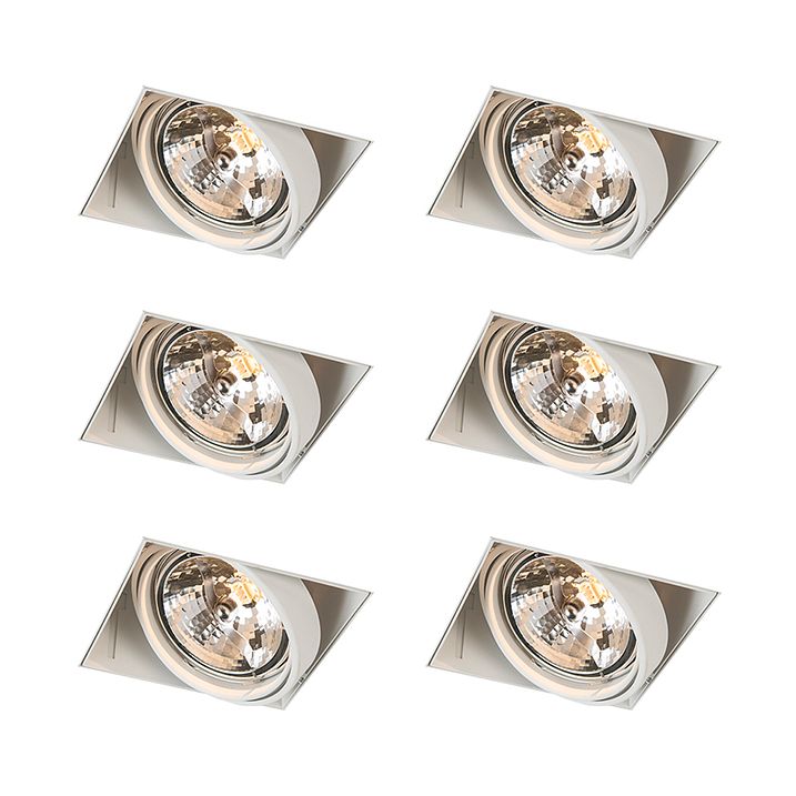 Set od 6 ugradnih reflektora bijeli AR111 okretni i nagibni bez okvira - Oneon