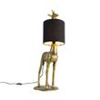 Vintage-vloerlamp-messing-stoffen-kap-zwart---Animal-Giraf-To
