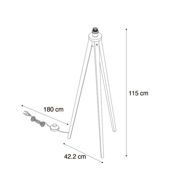Rustikálna stojaca lampa trojnožka orechové drevo - Tripod Classic