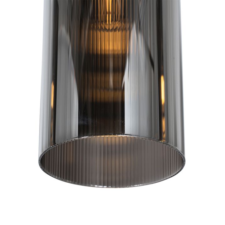 Smart Pendant Lamp Black with Smoke Glass 4-Lights Incl. 4 Wifi ST64 - Laura