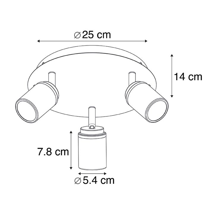 Moderner Badezimmer-Strahler schwarz 3-Licht IP44 - Ducha