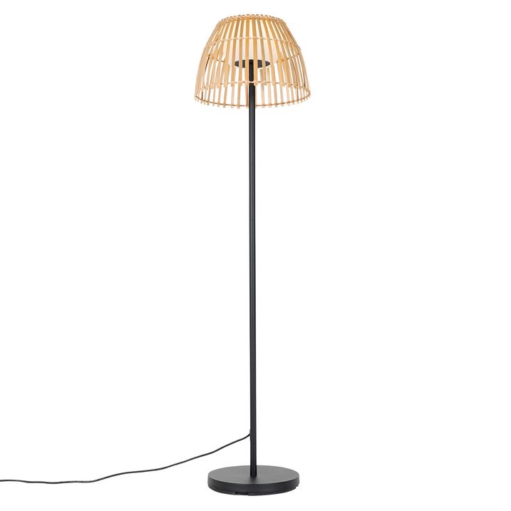Rustik udendørs gulvlampe sort med bambus inkl. LED - Kaiser