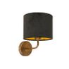 Candeeiro de parede vintage dourado com cúpula em veludo preto - Matt