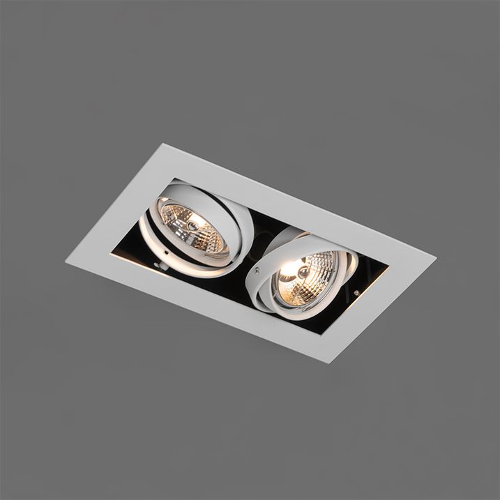 Set of 6 modern recessed spotlights white 2-light adjustable - Oneon 70