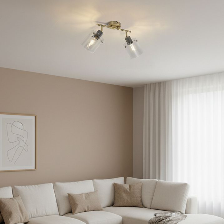 Faretto da soffitto di design bronzo con vetro trasparente 2 luci - Domo