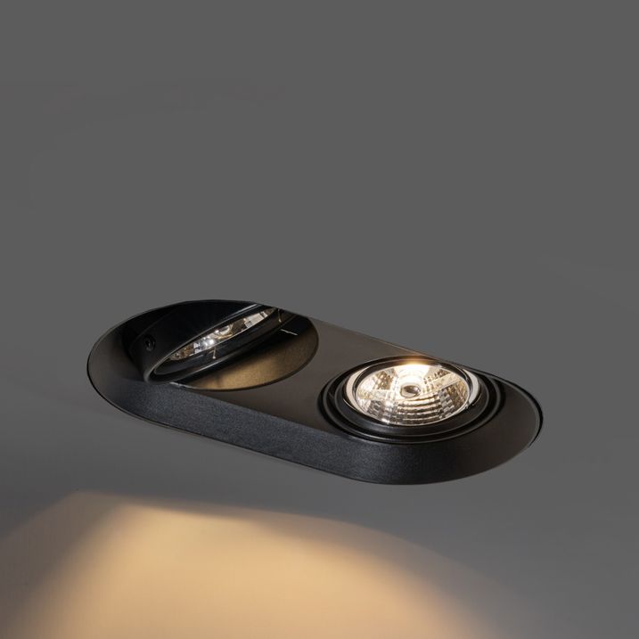 Set of 6 Rounded Recessed Spotlights Black GU10 70mm 2-Light - Hubs