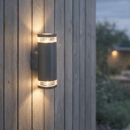 Moderná vonkajšia nástenná lampa štvorcová 2-svetlo tmavosivá - Fox